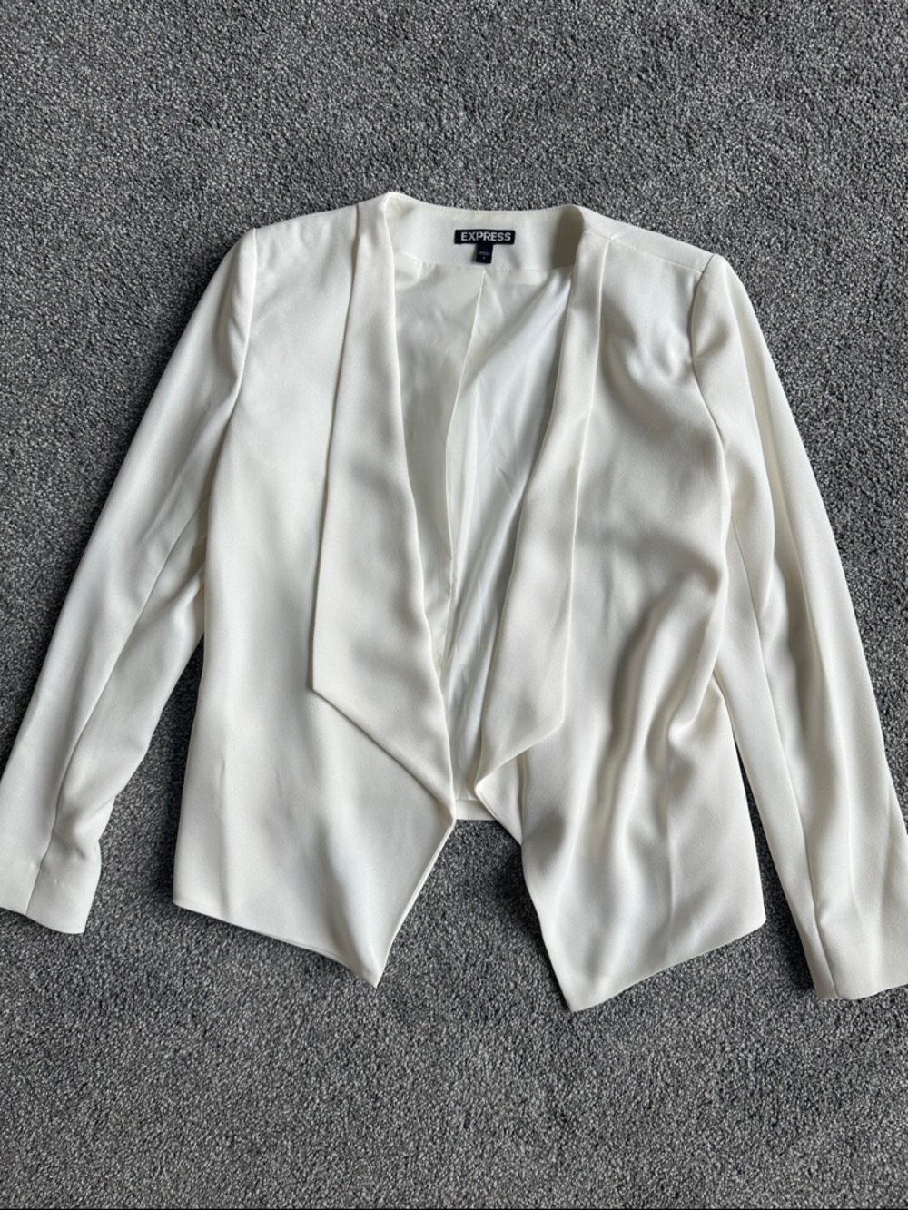 Express Women's White Open-Front Draped Blazer